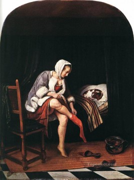 ヤン・ステーン Painting - 朝のトイレ 1665年 オランダの風俗画家ヤン・ステーン